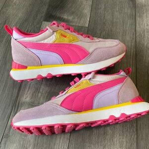 [387475-02] Womens Puma RIDER FV VINTAGE Pink Purple Yellow Size 10 EUC